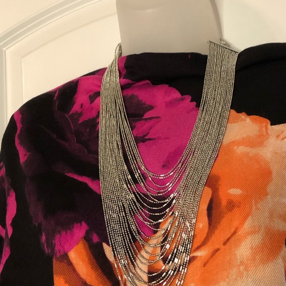 NWT Multi-Row Italian Waterfall Necklace in Silvertone. - Picture 7 of 16